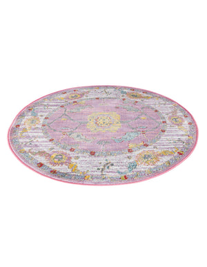 Pink 3' 3 x 3' 3 Paragon Round Area Rug 100% Polypropylene Colorful Vivid Boho Style Modern Carpet for Unique Interiors for Sale at Rug Engine