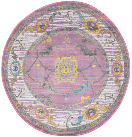 Pink 5' 5 x 5' 5 Paragon Round Area Rug 100% Polypropylene Colorful Vivid Boho Style Modern Carpet for Unique Interiors for Sale at Rug Engine