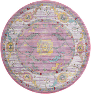 Pink 8' 2 x 8' 2 Paragon Round Area Rug 100% Polypropylene Colorful Vivid Boho Style Modern Carpet for Unique Interiors for Sale at Rug Engine