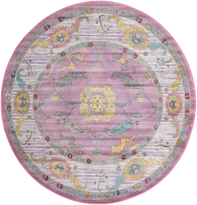Pink 8' 2 x 8' 2 Paragon Round Area Rug 100% Polypropylene Colorful Vivid Boho Style Modern Carpet for Unique Interiors for Sale at Rug Engine