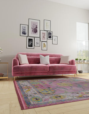 Pink 8' 2 x 8' 2 Paragon Square Area Rug 100% Polypropylene Colorful Vivid Boho Style Modern Carpet for Unique Interiors for Sale at Rug Engine