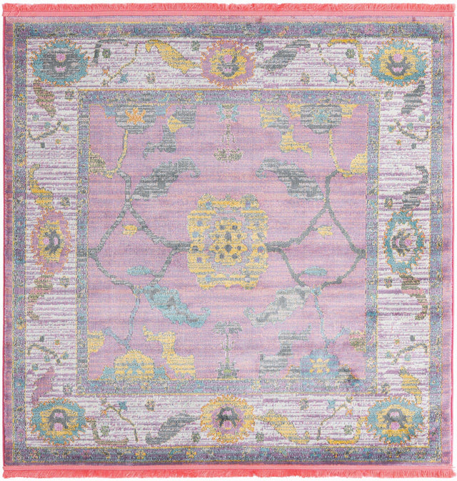 Pink 5' 5 x 5' 5 Paragon Square Area Rug 100% Polypropylene Colorful Vivid Boho Style Modern Carpet for Unique Interiors for Sale at Rug Engine
