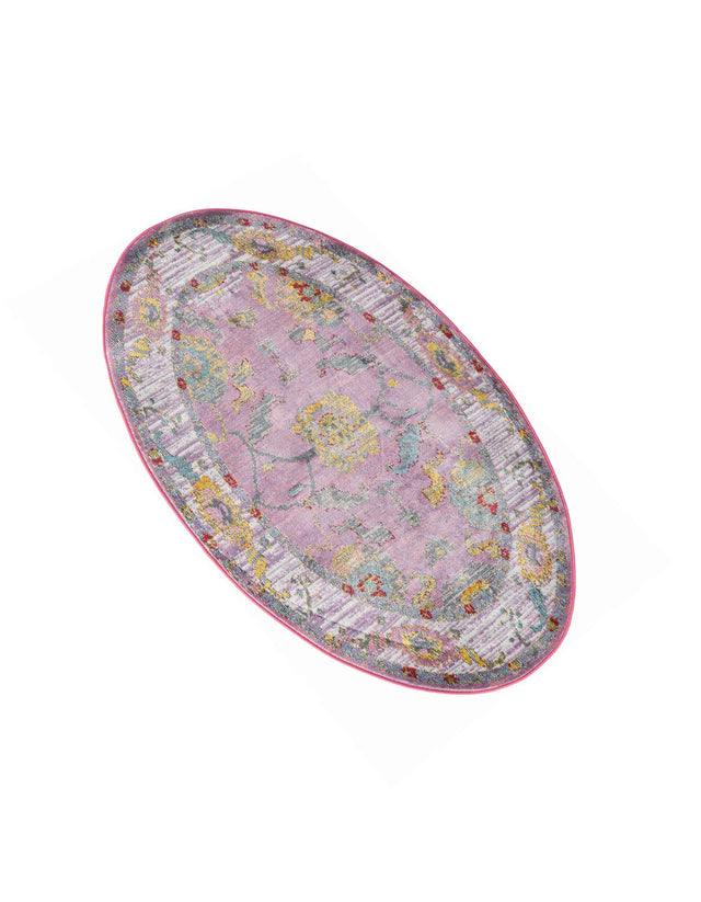Pink 3' 3 x 5' 3 Paragon Oval Area Rug 100% Polypropylene Colorful Vivid Boho Style Modern Carpet for Unique Interiors for Sale at Rug Engine