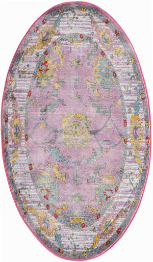 Pink 3' 3 x 5' 3 Paragon Oval Area Rug 100% Polypropylene Colorful Vivid Boho Style Modern Carpet for Unique Interiors for Sale at Rug Engine
