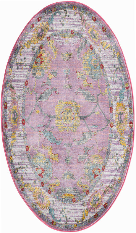 Pink 3' 3 x 5' 3 Paragon Oval Area Rug 100% Polypropylene Colorful Vivid Boho Style Modern Carpet for Unique Interiors for Sale at Rug Engine