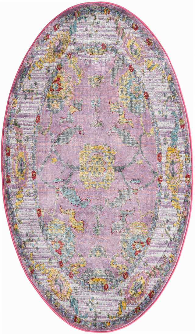 Pink 3' 3 x 5' 3 Paragon Oval Area Rug 100% Polypropylene Colorful Vivid Boho Style Modern Carpet for Unique Interiors for Sale at Rug Engine