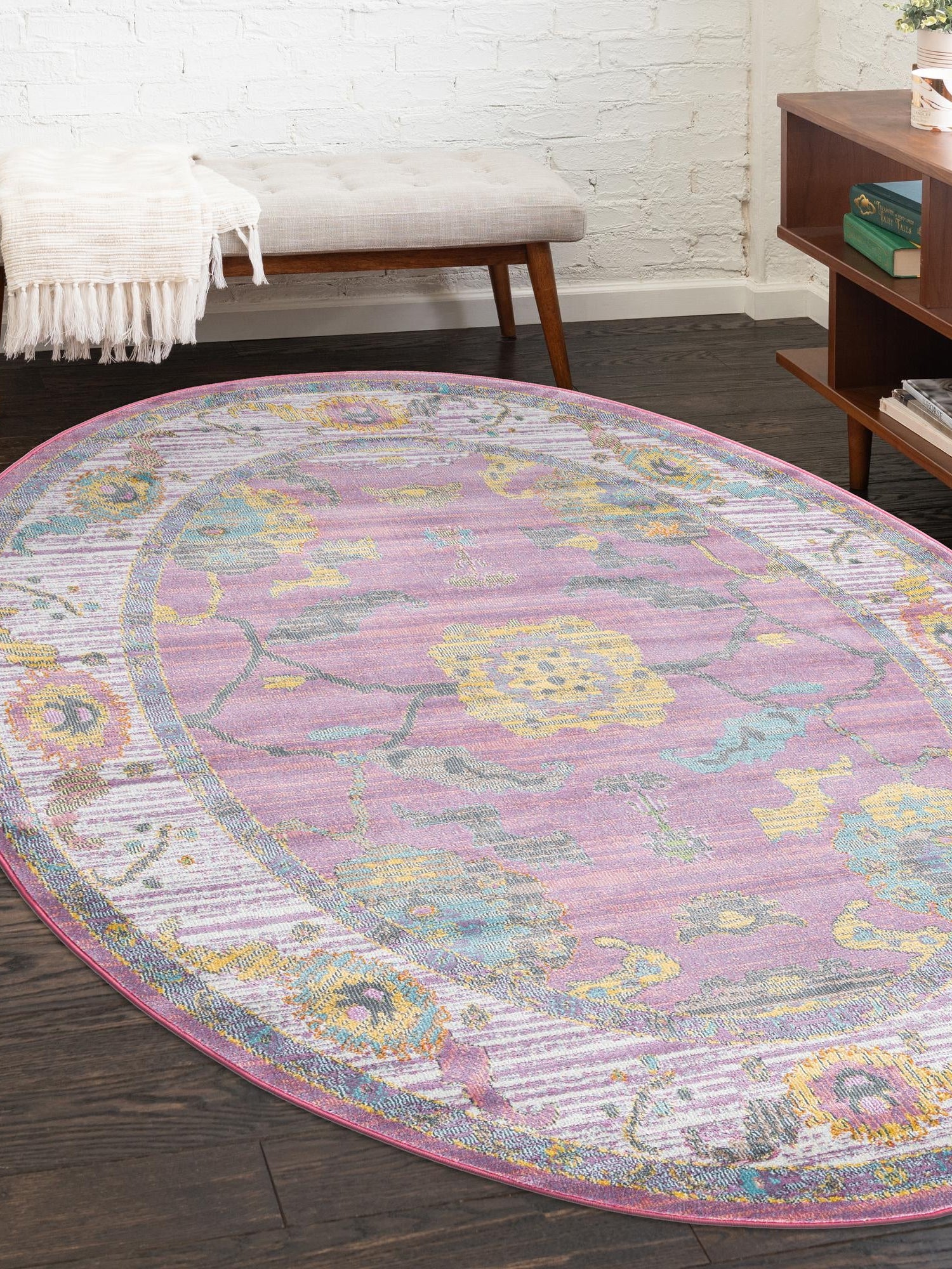 Pink 3' 3 x 5' 3 Paragon Oval Area Rug 100% Polypropylene Colorful Vivid Boho Style Modern Carpet for Unique Interiors for Sale at Rug Engine