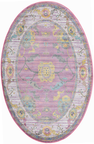 Pink 5' 5 x 8' Paragon Oval Area Rug 100% Polypropylene Colorful Vivid Boho Style Modern Carpet for Unique Interiors for Sale at Rug Engine