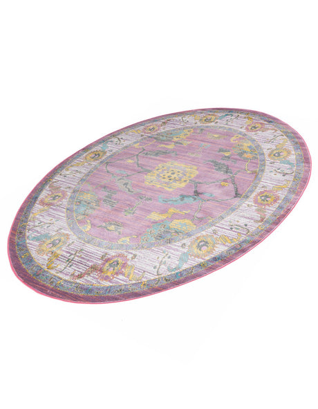 Pink 8' 2 x 10' Paragon Oval Area Rug 100% Polypropylene Colorful Vivid Boho Style Modern Carpet for Unique Interiors for Sale at Rug Engine