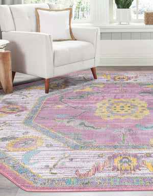 Pink 8' 2 x 8' 2 Paragon Octagon Area Rug 100% Polypropylene Colorful Vivid Boho Style Modern Carpet for Unique Interiors for Sale at Rug Engine