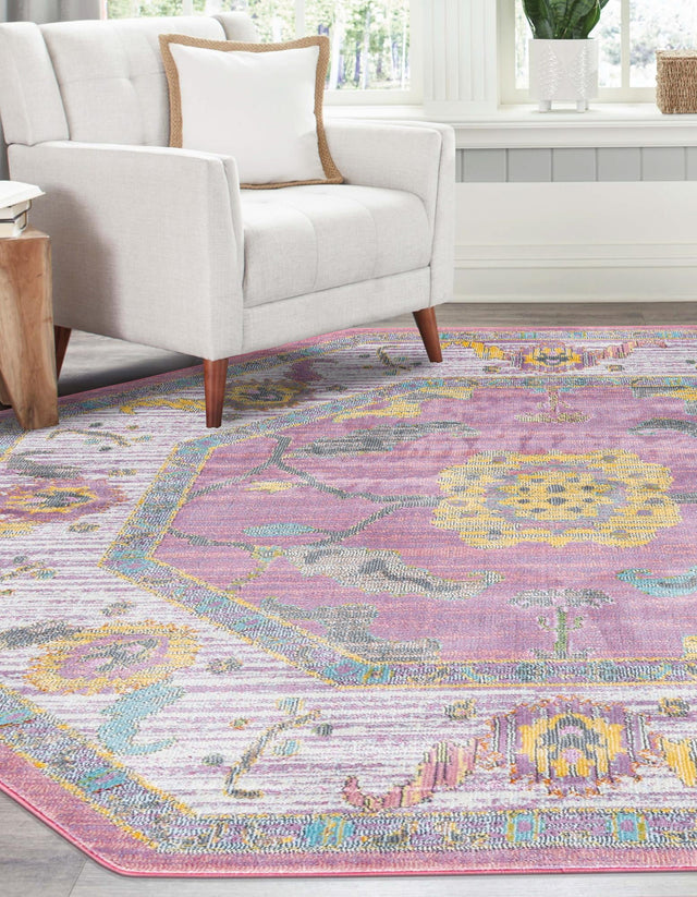 Pink 8' 2 x 8' 2 Paragon Octagon Area Rug 100% Polypropylene Colorful Vivid Boho Style Modern Carpet for Unique Interiors for Sale at Rug Engine