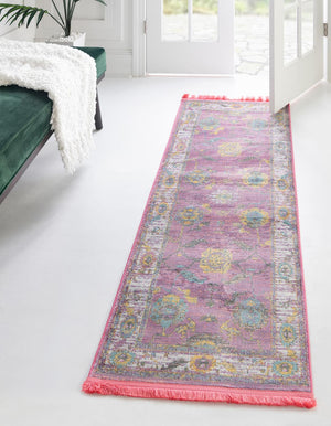 Pink 2' 7 x 10' Paragon Runner Area Rug 100% Polypropylene Colorful Vivid Boho Style Modern Carpet for Unique Interiors for Sale at Rug Engine