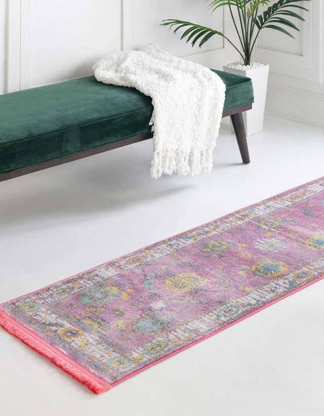 Pink 2' 7 x 12' Paragon Runner Area Rug 100% Polypropylene Colorful Vivid Boho Style Modern Carpet for Unique Interiors for Sale at Rug Engine
