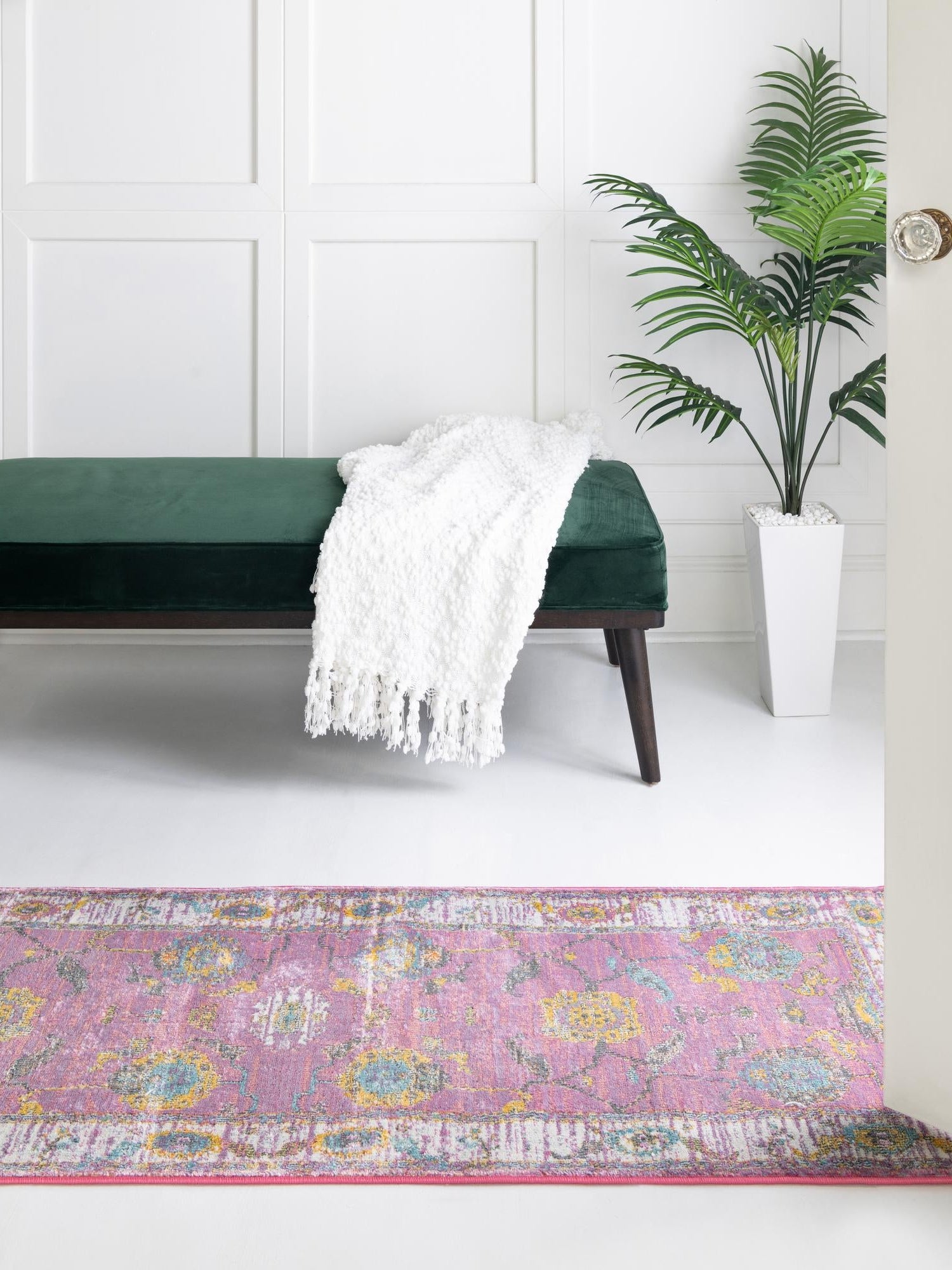 Pink 2' 7 x 12' Paragon Runner Area Rug 100% Polypropylene Colorful Vivid Boho Style Modern Carpet for Unique Interiors for Sale at Rug Engine