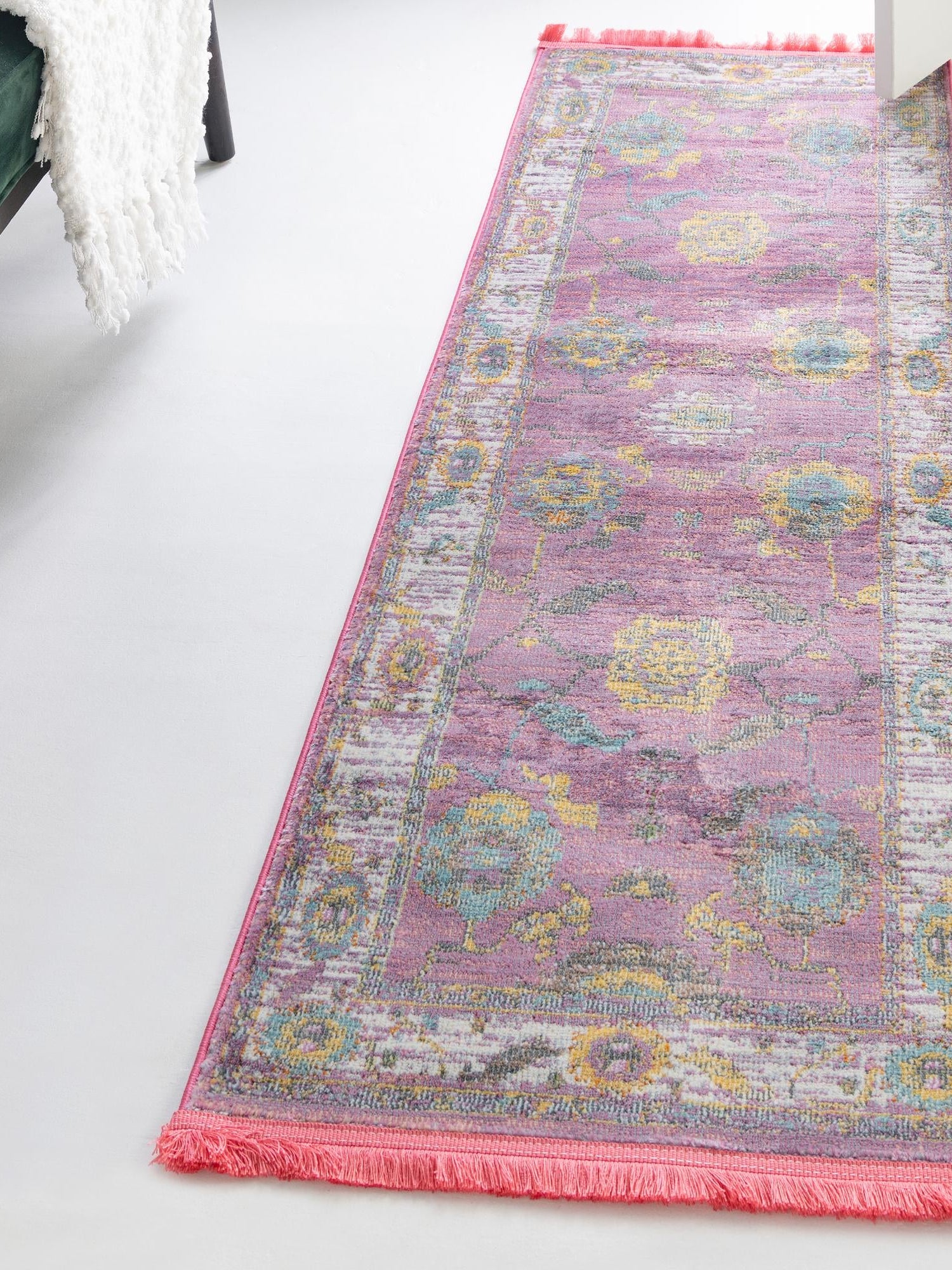 Pink 2' 7 x 12' Paragon Runner Area Rug 100% Polypropylene Colorful Vivid Boho Style Modern Carpet for Unique Interiors for Sale at Rug Engine