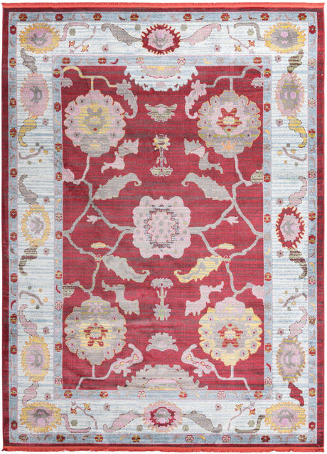 Red 9' x 12' Paragon Rectangle Area Rug 100% Polypropylene Colorful Vivid Boho Style Modern Carpet for Unique Interiors for Sale at Rug Engine