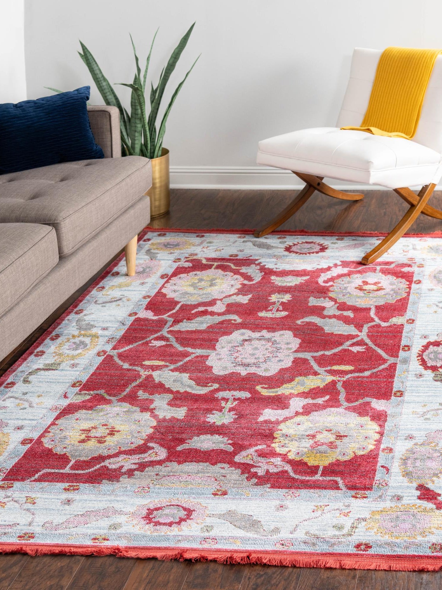 Red 9' x 12' Paragon Rectangle Area Rug 100% Polypropylene Colorful Vivid Boho Style Modern Carpet for Unique Interiors for Sale at Rug Engine