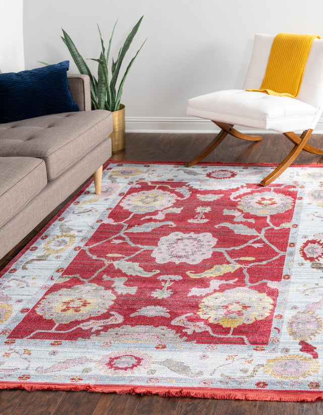 Red 9' x 12' Paragon Rectangle Area Rug 100% Polypropylene Colorful Vivid Boho Style Modern Carpet for Unique Interiors for Sale at Rug Engine