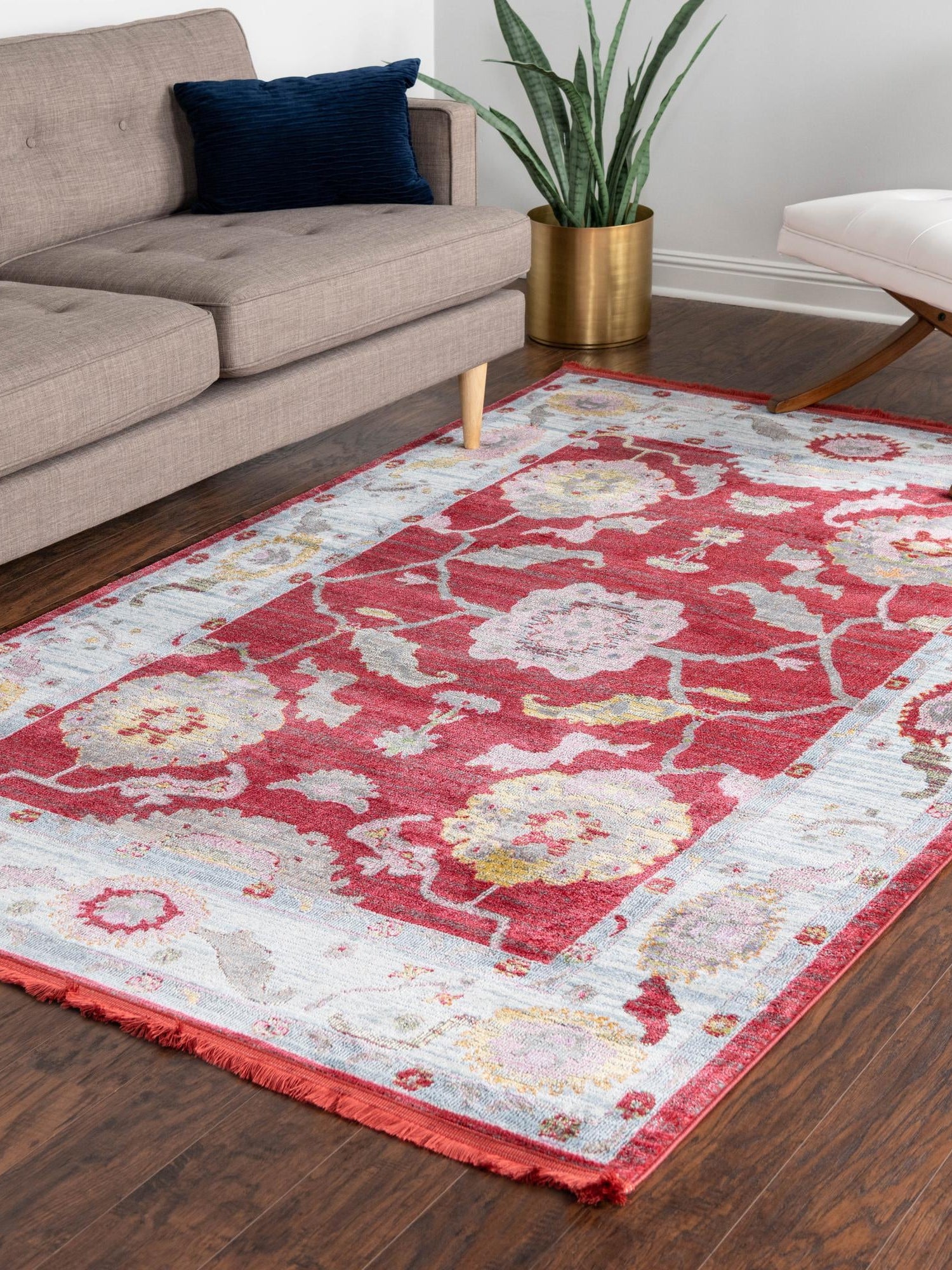 Red 9' x 12' Paragon Rectangle Area Rug 100% Polypropylene Colorful Vivid Boho Style Modern Carpet for Unique Interiors for Sale at Rug Engine