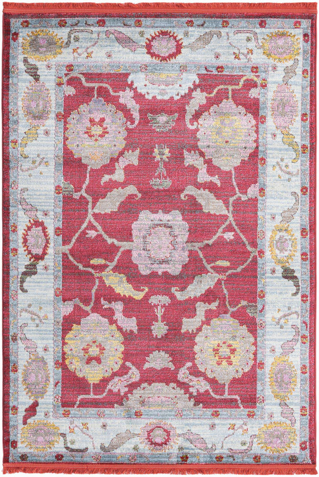 Red 4' 3 x 6' Paragon Rectangle Area Rug 100% Polypropylene Colorful Vivid Boho Style Modern Carpet for Unique Interiors for Sale at Rug Engine