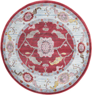 Red 5' 5 x 5' 5 Paragon Round Area Rug 100% Polypropylene Colorful Vivid Boho Style Modern Carpet for Unique Interiors for Sale at Rug Engine