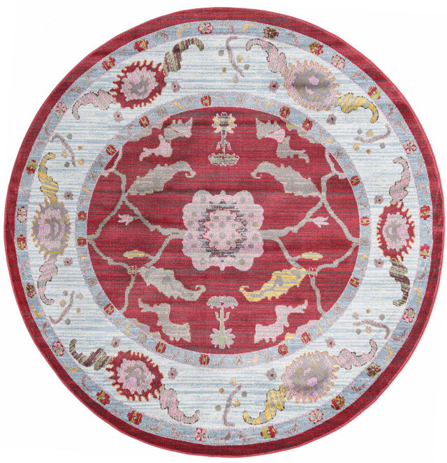 Red 8' 2 x 8' 2 Paragon Round Area Rug 100% Polypropylene Colorful Vivid Boho Style Modern Carpet for Unique Interiors for Sale at Rug Engine