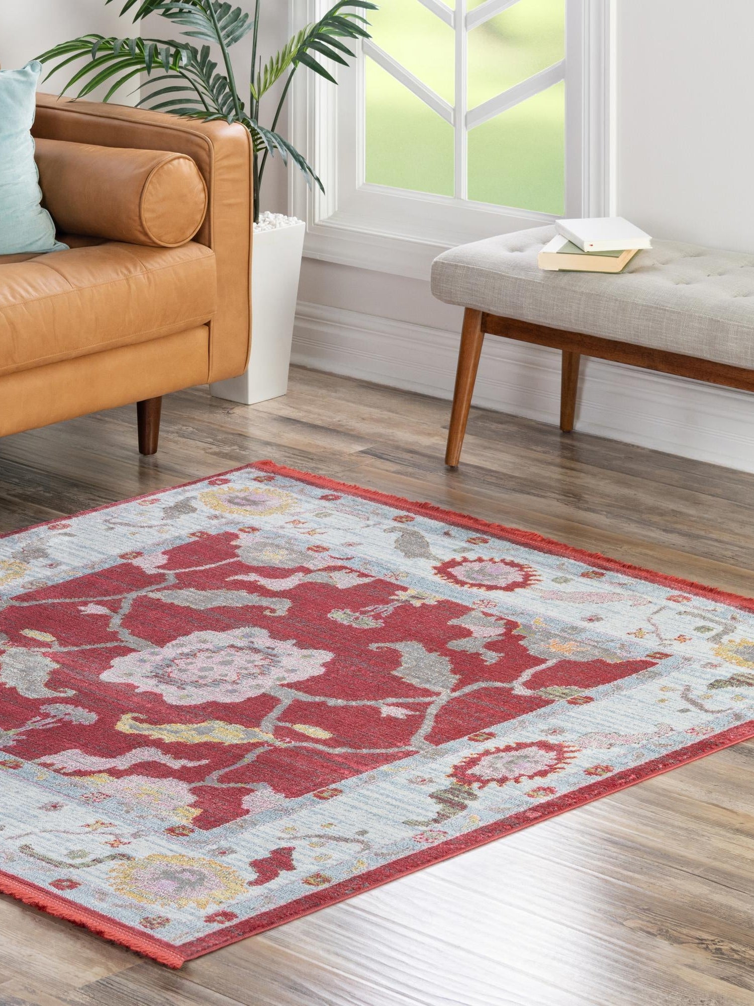 Red 8' 2 x 8' 2 Paragon Square Area Rug 100% Polypropylene Colorful Vivid Boho Style Modern Carpet for Unique Interiors for Sale at Rug Engine