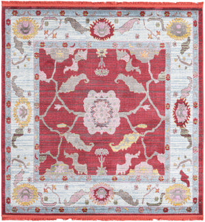 Red 5' 5 x 5' 5 Paragon Square Area Rug 100% Polypropylene Colorful Vivid Boho Style Modern Carpet for Unique Interiors for Sale at Rug Engine