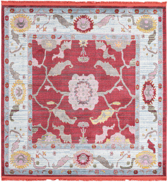 Red 5' 5 x 5' 5 Paragon Square Area Rug 100% Polypropylene Colorful Vivid Boho Style Modern Carpet for Unique Interiors for Sale at Rug Engine