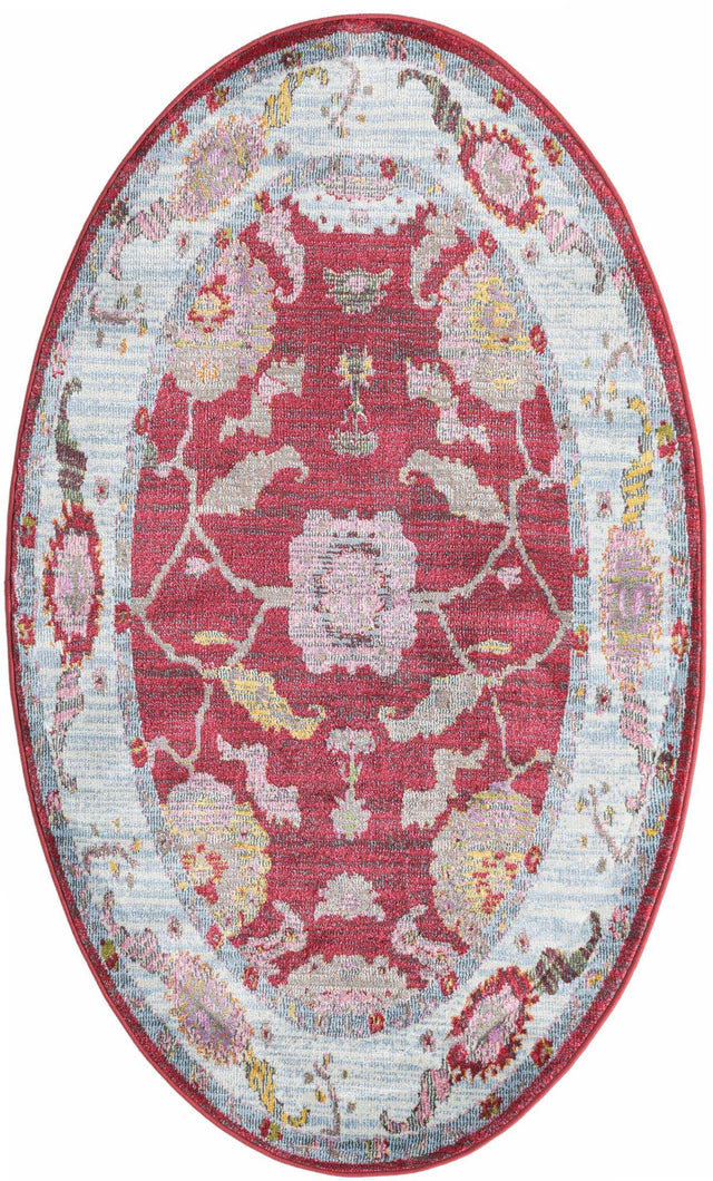 Red 3' 3 x 5' 3 Paragon Oval Area Rug 100% Polypropylene Colorful Vivid Boho Style Modern Carpet for Unique Interiors for Sale at Rug Engine
