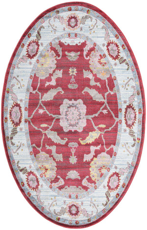 Red 5' 5 x 8' Paragon Oval Area Rug 100% Polypropylene Colorful Vivid Boho Style Modern Carpet for Unique Interiors for Sale at Rug Engine