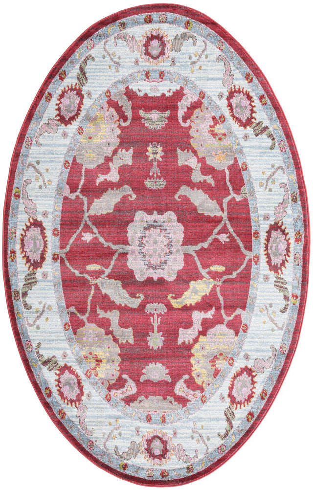 Red 5' 5 x 8' Paragon Oval Area Rug 100% Polypropylene Colorful Vivid Boho Style Modern Carpet for Unique Interiors for Sale at Rug Engine