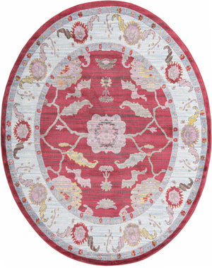 Red 8' 2 x 10' Paragon Oval Area Rug 100% Polypropylene Colorful Vivid Boho Style Modern Carpet for Unique Interiors for Sale at Rug Engine