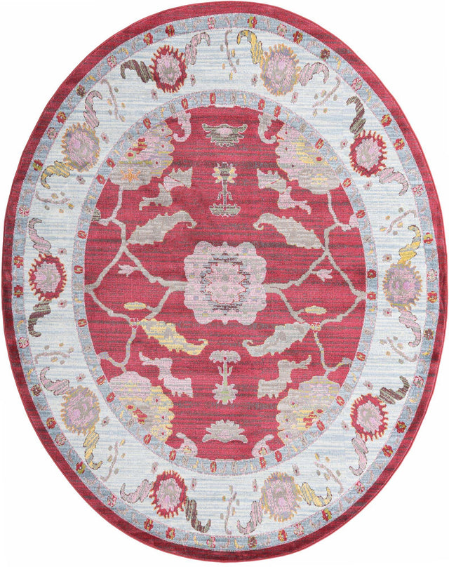 Red 8' 2 x 10' Paragon Oval Area Rug 100% Polypropylene Colorful Vivid Boho Style Modern Carpet for Unique Interiors for Sale at Rug Engine