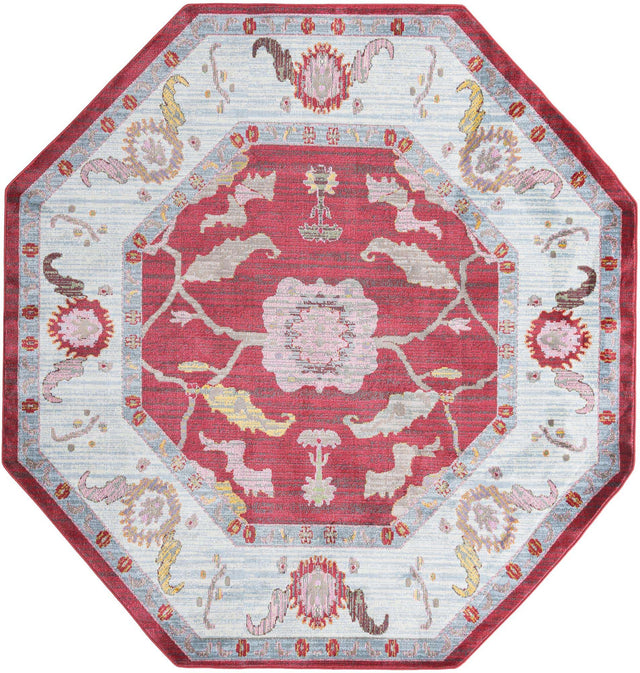 Red 8' 2 x 8' 2 Paragon Octagon Area Rug 100% Polypropylene Colorful Vivid Boho Style Modern Carpet for Unique Interiors for Sale at Rug Engine