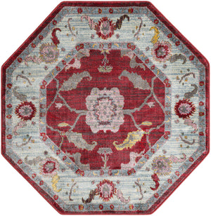 Red 4' x 4' Paragon Octagon Area Rug 100% Polypropylene Colorful Vivid Boho Style Modern Carpet for Unique Interiors for Sale at Rug Engine