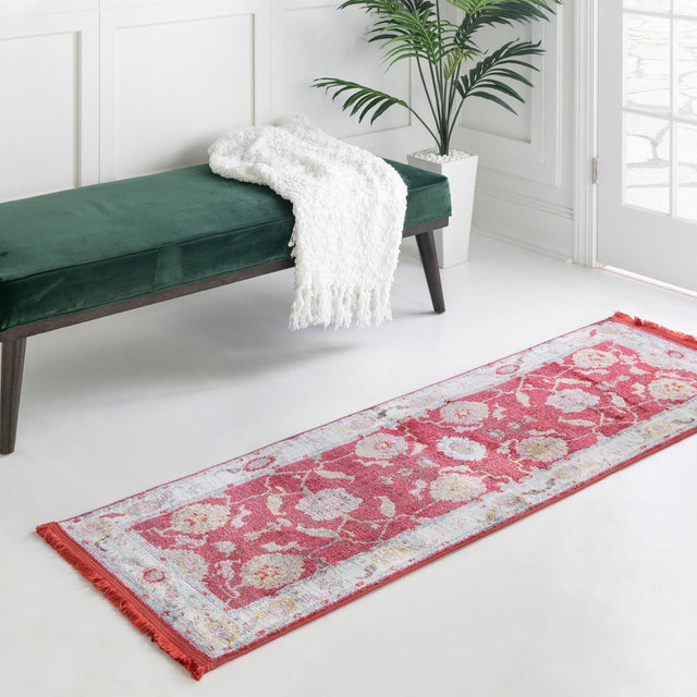 Red 2' 2 x 6' Paragon Runner Area Rug 100% Polypropylene Colorful Vivid Boho Style Modern Carpet for Unique Interiors for Sale at Rug Engine