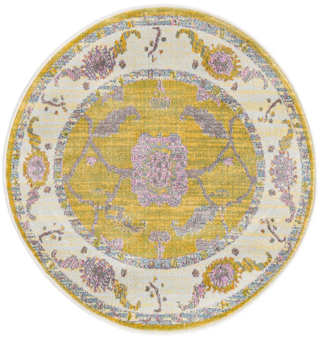 Green 3' 3 x 3' 3 Paragon Round Area Rug 100% Polypropylene Colorful Vivid Boho Style Modern Carpet for Unique Interiors for Sale at Rug Engine