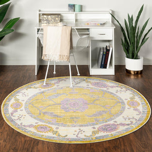 Green 3' 3 x 3' 3 Paragon Round Area Rug 100% Polypropylene Colorful Vivid Boho Style Modern Carpet for Unique Interiors for Sale at Rug Engine