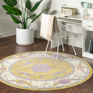Green 3' 3 x 3' 3 Paragon Round Area Rug 100% Polypropylene Colorful Vivid Boho Style Modern Carpet for Unique Interiors for Sale at Rug Engine