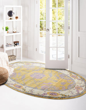 Green 5' 5 x 8' Paragon Oval Area Rug 100% Polypropylene Colorful Vivid Boho Style Modern Carpet for Unique Interiors for Sale at Rug Engine