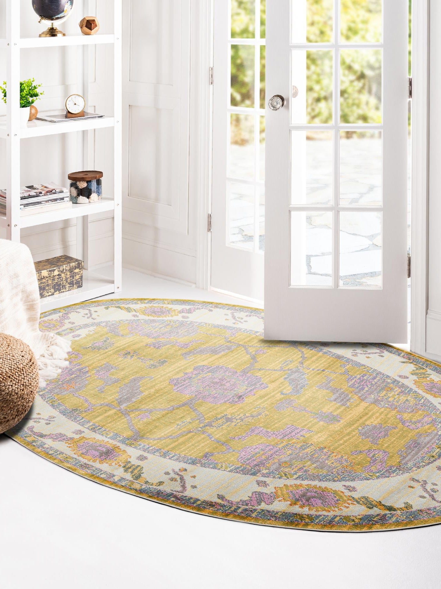 Green 5' 5 x 8' Paragon Oval Area Rug 100% Polypropylene Colorful Vivid Boho Style Modern Carpet for Unique Interiors for Sale at Rug Engine