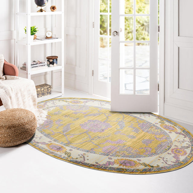 Green 5' 5 x 8' Paragon Oval Area Rug 100% Polypropylene Colorful Vivid Boho Style Modern Carpet for Unique Interiors for Sale at Rug Engine