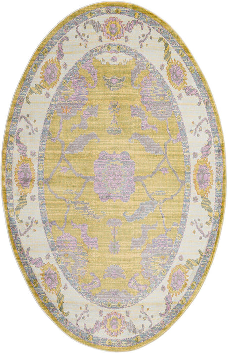 Green 5' 5 x 8' Paragon Oval Area Rug 100% Polypropylene Colorful Vivid Boho Style Modern Carpet for Unique Interiors for Sale at Rug Engine