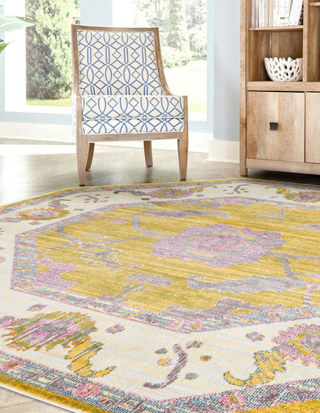 Green 6' x 6' Paragon Octagon Area Rug 100% Polypropylene Colorful Vivid Boho Style Modern Carpet for Unique Interiors for Sale at Rug Engine