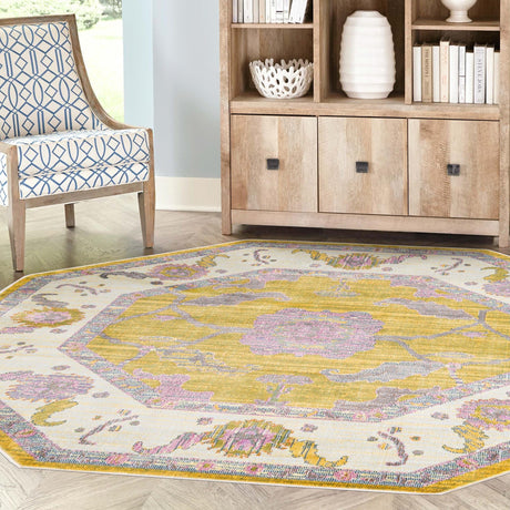 Green 8' 2 x 8' 2 Paragon Octagon Area Rug 100% Polypropylene Colorful Vivid Boho Style Modern Carpet for Unique Interiors for Sale at Rug Engine