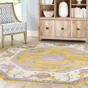 Green 4' x 4' Paragon Octagon Area Rug 100% Polypropylene Colorful Vivid Boho Style Modern Carpet for Unique Interiors for Sale at Rug Engine