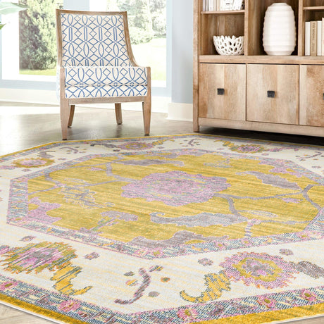 Green 4' x 4' Paragon Octagon Area Rug 100% Polypropylene Colorful Vivid Boho Style Modern Carpet for Unique Interiors for Sale at Rug Engine