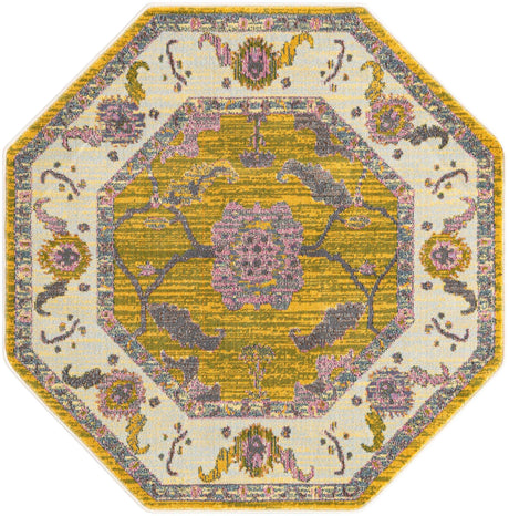 Green 4' x 4' Paragon Octagon Area Rug 100% Polypropylene Colorful Vivid Boho Style Modern Carpet for Unique Interiors for Sale at Rug Engine
