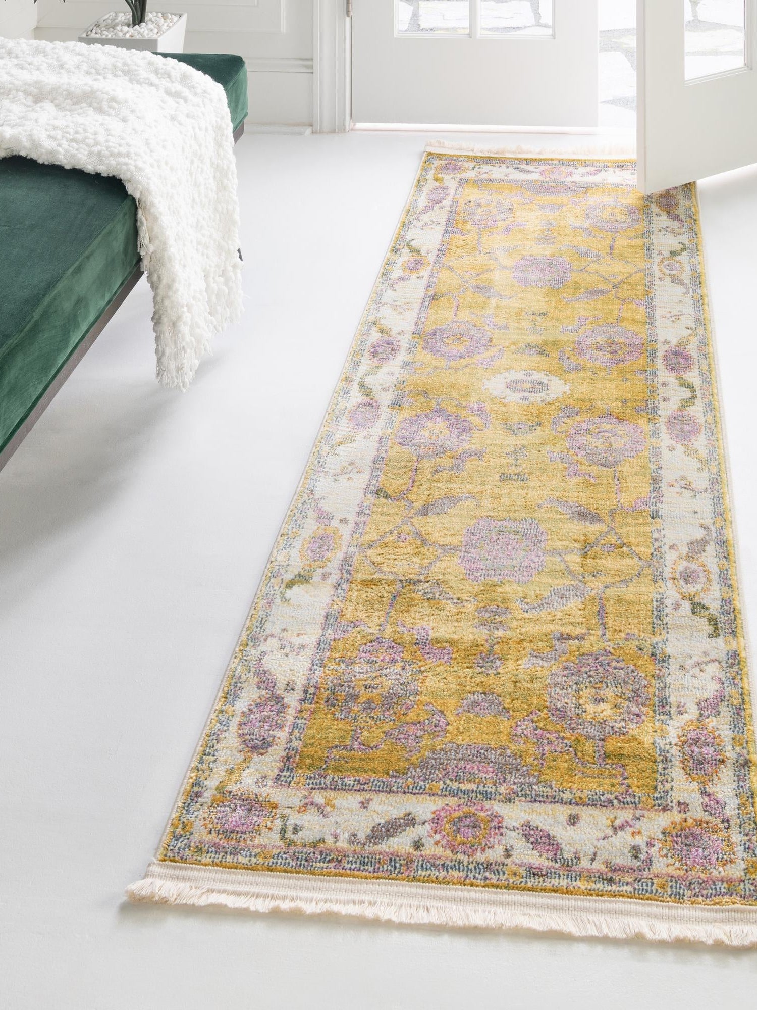 Green 2' 7 x 12' Paragon Runner Area Rug 100% Polypropylene Colorful Vivid Boho Style Modern Carpet for Unique Interiors for Sale at Rug Engine